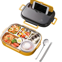 【Mega】大款莫蘭迪304不鏽鋼五格便當盒 附餐具+湯碗+便當袋 飯盒(餐盒 保溫 餐盤 適合大人 便當袋)