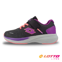 【LOTTO】童鞋 運動鞋 輕步 防潑水輕量跑鞋(黑紫-LT3AKR7197)