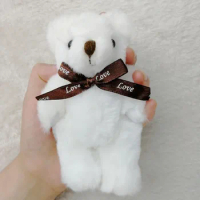 10PCS/LOT WhiteMini Teddy Bear Stuffed Plush Toys 12cm Small Bear Stuffed Toys pelucia Pendant Kids Birthday Gift CMR034