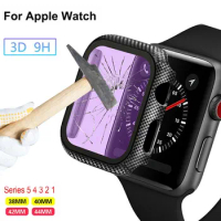 Carbon Fiber case For Apple Watch 49mm 45mm 41mm 44mm 40mm Screen Protector Glass Protector Cover Iwatch Series ultra 8 7 SE 6 5