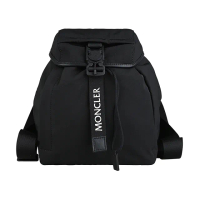 【MONCLER】MONCLER TRICK織帶字母LOGO尼龍翻蓋釦式束口後背包(黑)