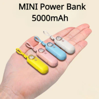 MINI Ultra Slim Phone Powerbank 5000mah Cell Phone Small Size Power Bank with Cable Emergency Powerbank Li-polymer Battery ABS