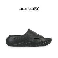 Sendal Porto X Oscar - Sandal Recovery Slip on Pria Wanita Empuk Arch Support Premium 37/38 Black