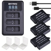 Batmax 3pcs for Gopro 7 AHDBT-501 Battery+LED USB 3Slots Charger with Type C port for Gopro 5 Gopro 6 Gopro8 Action Camera