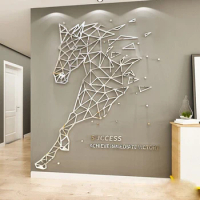 Simple line horse Acrylic Wall stickers 3d DIY Home decor Living room Mirror wall sticker Fashion Creativity Room decor