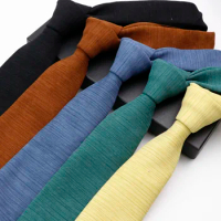 Men's Soft Downy Suede Tie Solid Color Cotton Skinny Ties Red Blue Green Necktie For Wedding Party Collar Dress Gift For Man