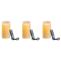 3X LED Candles, Flickering Flameless Candles, Rechargeable Candle, Real Wax Candles With Remote Control,10Cm A
