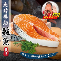 第2件贈鮑魚【鮮海漁村】嚴選中段厚切鮭魚10片(每片約420g)
