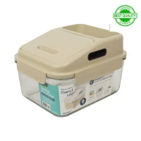 Tempat Beras Rice Box Kaca Made in Korea 6 Liter - Krem (Best Quality)