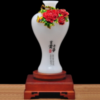 琉璃玉花瓶擺件白玉瓶中式客廳家居博古架裝飾品琺瑯彩創意工藝品