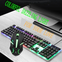 Keyboard & Mouse Gaming Lampu LED RGB Backlit di Tombol For PC Laptop KYB-015 JK-1980