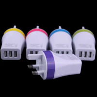 300pcs Free DHL 2.1A+1A Dual 3 usb port for Uk Ac home travel wall charger adapter for iphone 4 5S 6 7 for samsung S8 htc LG