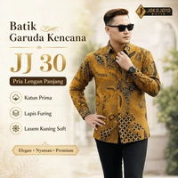 Batik Garuda Kencana JJ 30 Pria Lengan Panjang – Katun Prima Furing Lasem Kuning Soft JJ 30 L