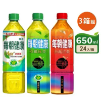 【每朝健康】綠茶/無糖紅茶 650ml 任選3箱(72入)
