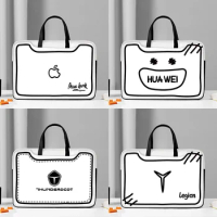 Simple Laptop Bag Laptop Sleeve Case Creative Logo Handbag PU Shockproof Carrying Bag 13 14 15 17 inch For Macbook/Dell/HP/Asus