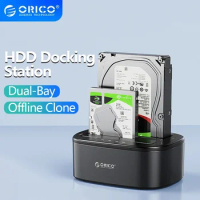 ORICO Dual Bay HDD Docking Station with Offline Clone SATA to USB 3.0 External Hard Drive Docking for 3.5/2.5 HDD SSD for PC