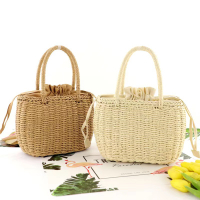 Sales Straw Bag European and American Style Wholesale Beach Bag Hand-Woven Bag   Grass Paper String Straw Bag