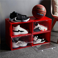 AJ鞋盒壓克力側開門透明籃球鞋收納盒防氧化宿舍鞋盒鞋牆磁吸鞋櫃