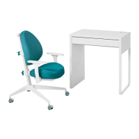 MICKE/GUNRIK 書桌及椅子, 白色/土耳其藍