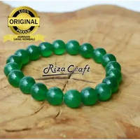 Riza craft Gelang Batu Akik Pria Wanita Cowok Cewek Giok Hijau China Cina Asli 8mm