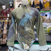 Kemeja batik RAMA Motif MATAHARI WARNA OLIVE bahan katun premium by Batik rama kemeja lengan Panjang