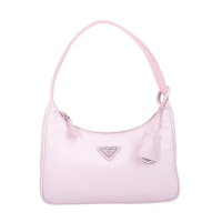 【PRADA 普拉達】Re-Edition 復刻版肩背腋下包-福利品(雪花石膏粉)
