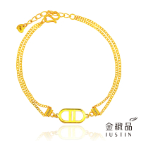 【金緻品】黃金手鍊 尋覓 1.63錢(純金手鍊 簡約 幾何 橢圓鍊 日字鍊 雙鍊設計 雙層鍊)