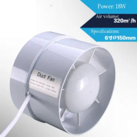 4/6 Inch Inline Duct Fan Air Ventilator Metal Pipe Ventilation Exhaust Fan Mini Extractor Bathroom Toilet Wall Fan Duct Fan