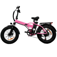 Adults Fatbike Folding Electric Bike 48V 500W Snow Mountain Electric Bicycle for Women Pink With Removable Foot Pedal