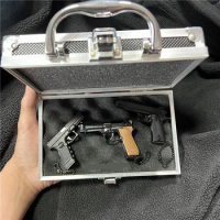 ToyTime Alloy Suitcase Box for Mini Pistol Keychain 1:3 Glock17 G17 Keychain Beretta 92F M1911 Desert Eagle Gun Pistol Gift Case
