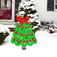 Christmas Pine Tree Three-dimensional Color Courtyard Ground Insert Garden Outdoor Holiday Decoration Acrylic UV Printing
