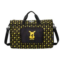 【OUTDOOR】行李袋 潮黑皮卡丘 折疊旅行袋 寶可夢 手提包 側背包 ODGO23F01
