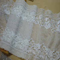 18cm 2yds/lot white mesh calico Hair Decoration Elastic Stretch Lace Trim wedding dress skirt lace trim 1722605