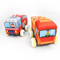 【Oceanbaby】布製迴力玩具車套組 遊戲車/玩具布車/迴力車/嬰幼兒玩具車/布製可水洗/小車車/玩具車/布製車-消防車+油罐車組