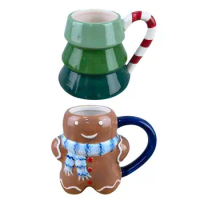 Christmas Ceramic Tea Mugs 3D Gingerbread Man Mug Milk Coffee Water Cup Mugs