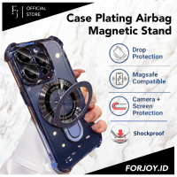 New Case Magsafe iphone 11 12 13 14 15 PRO PROMAX PLUS Premium Luxury Stand Casing WIth Lens Protect