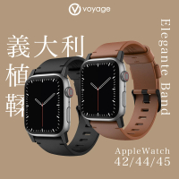 【VOYAGE】Apple Watch 42/44/45/49mm專用-義大利精品植鞣牛皮錶帶(Apple Watch1-8代&amp;SE&amp;Ultra 全系列適用)