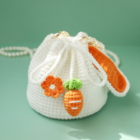 工編織包包草莓兔子自制作材料包毛線團手織可愛鉤針女生包6