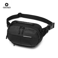 OZUKO Waist Bag Waterproof Men Fashion Chest Pack Male Outdoor Sports Crossbody Bag Short Travel Belt Fanny Pack for Phone Pouch