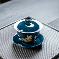 蓋碗茶杯茶碗大號茶具三才青花瓷泡茶碗陶瓷霽紅色釉陶瓷敬茶杯