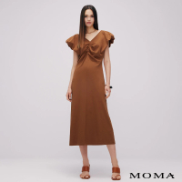 【MOMA】優雅V領澎袖洋裝(咖啡色)
