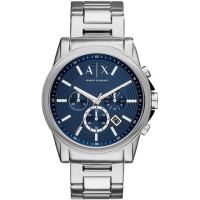 【A|X Armani Exchange】Armani Exchange 戰士風範三眼計時運動腕錶-藍銀-AX2509
