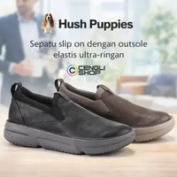 ELASTIS dan ULTRA RINGAN Sepatu Slip On Kulit Pria Tanpa Tali by Hush Puppies HM438 Polos - Hitam 7