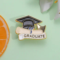 Creative Bachelor Cap Hat Enamel Pin Graduation Season Brooches Lapel Shirt Badges Gift Jewelry for Students Friends Wholesale