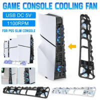 Cooling Fan with LED Light and 3 Fans Efficient Cooling System 1100 RPM Game Console Rear Cooling Fan for PS5 Slim Console
