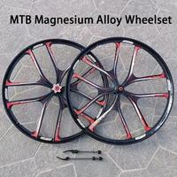 27.5 Inch 26 Inch Magnesium Alloy 10 Spokes Wheelset Mountain Bike Cassette Hub Wheel Rim Bicycle MTB Disc Brake