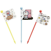 小禮堂 哆啦A夢 日本製 塑膠旗子食物裝飾叉9入組 (道具款)