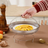Food Draining Basket Steaming Filter Mesh Basket Cooking Handheld Rack Pot Bun Multi-function Rice Cooker Steamed Reusable