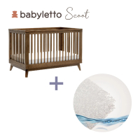 【babyletto】Scoot 三合一成長型嬰兒床(+水洗絲床墊超值組合-核桃木色)