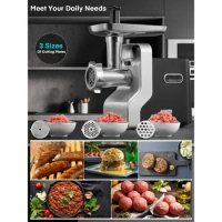 Meat Grinder Heavy Duty, 3000W Max Ultra Powerful, 5 in 1 HOUSNAT Multifunction Electric Meat Grinder, Sausage Stuffer, Slicer
